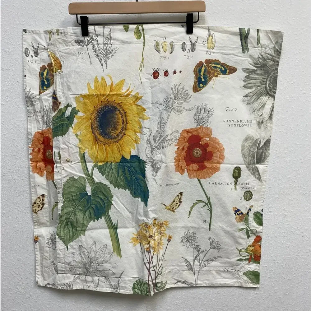 Pottery Barn Cara Sunflower EURO PILLOW SHAM, lady Bug Flower Butterflies Cotton
